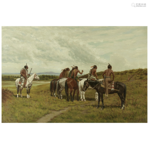 Charles Craig (1846-1931) Ute Scouting Party 24 x 36in