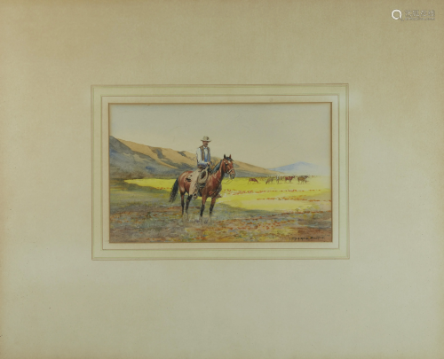 Edward Borein (1872-1945) Lone Cowboy sight 6 3/4 x 10