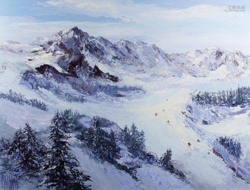 Mark King (1931-2014) Snow on Top of Mountains with