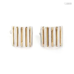 Tiffany & Co. Vintage 925 Silver 18k Gold Curved Stud