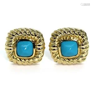 David Yurman Turquoise 18k Yellow Gold Square Cable