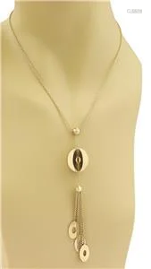 14k Yellow Gold Geometric Tassel Pendant Lariat