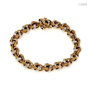 18k Two Tone Gold Fancy Double Interlace Link Bracelet