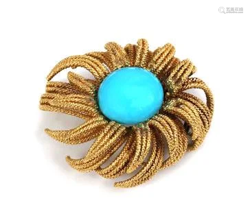 Vintage David Webb 18k Yellow Gold Textured Brooch pin