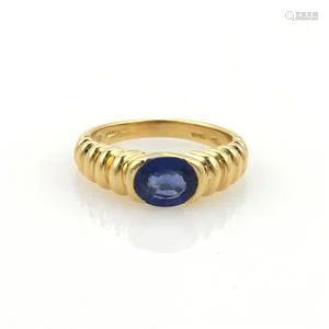 Bulgari Bvlgari 1ct Sapphire & 18k Yellow Gold Ribbed