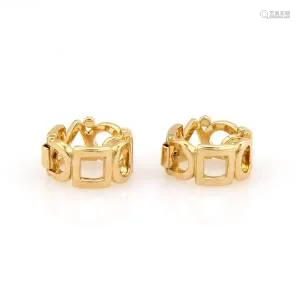 Chanel 18K Yellow Gold Multi Shape 10mm Hoop Earrings -