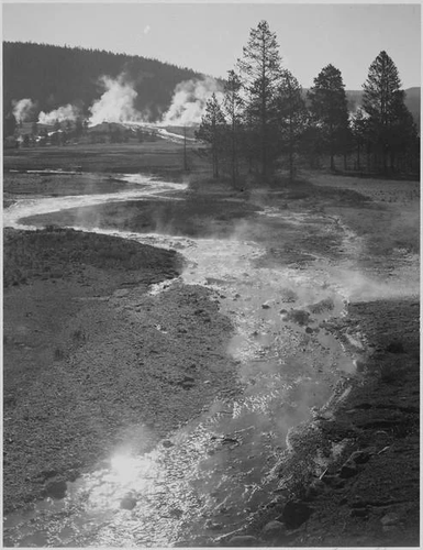 ANSEL ADAMS ** CENTRAL GEYSER BASIN, YELLOWSTONE