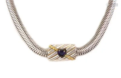 Vintage Cartier 925Silver 18k Gold Amethyst Snake Chain