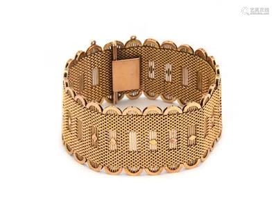 Portugal Vintage 19k Rose Gold 30mm Wide Mesh Link