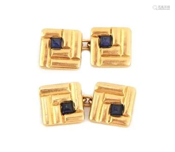 Tiffany & Co. Vintage Sapphire 14k Yellow Gold Square