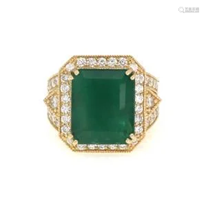 Stunning 11.00ct Diamond Emerald 14k Yellow Gold