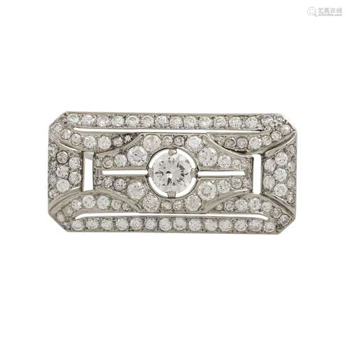 Brosche mit Diamanten von zus. ca. 2,7 ct,