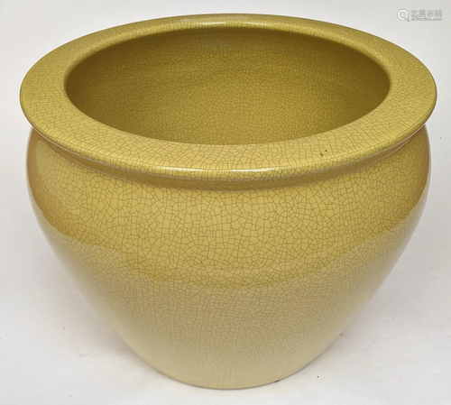 Yellow Crackle Porcelain Planter