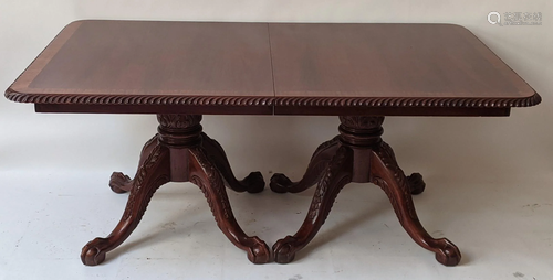 Mahogany Banded Dining Room Table