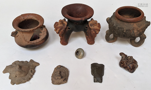 Pre Columbian-Style Figural Bowls & Other Pieces