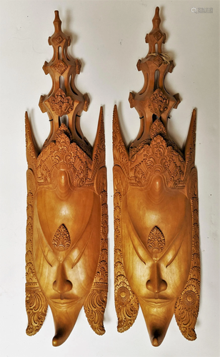 Pair Balinese Hanging Masks