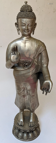 Southeast Asian Metal Standing Buddha