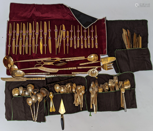 171 Pcs. Brass and Bamboo Flatware