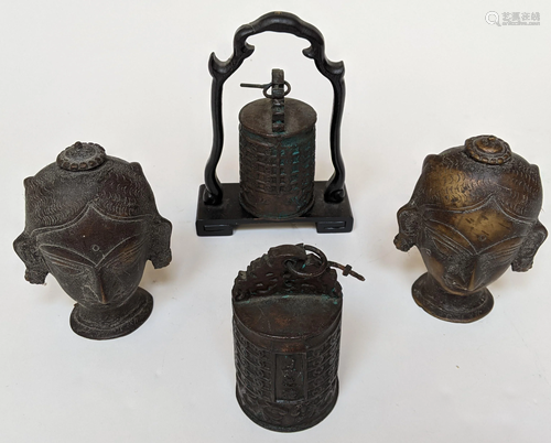 Four Asian Bronze Items