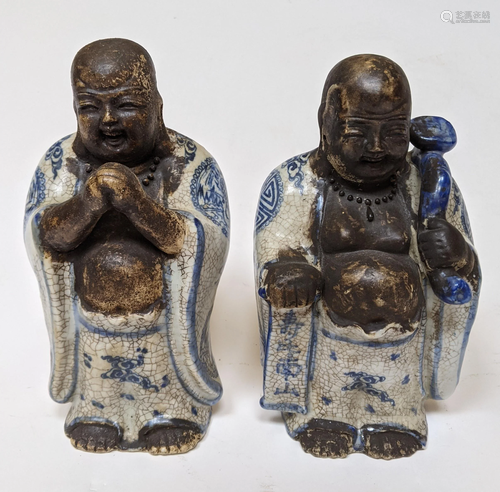 Pair Antique Asian Buddhas