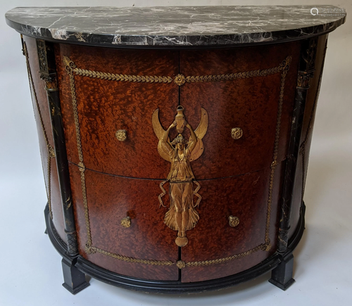 Marble Top Empire-Style Demilune Commode