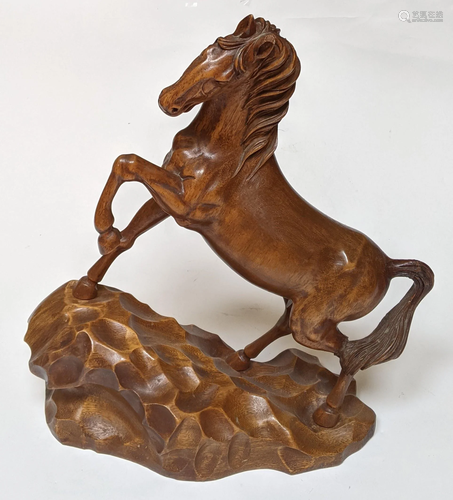 Hand Carved Wood Horse