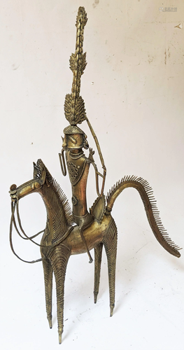 Large Balinese Metal Figure on Horse