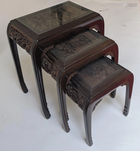 Chinese Carved Stacking Tables