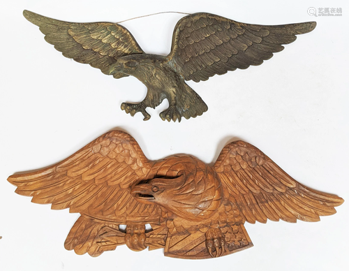 Two Carved Eagle Figures