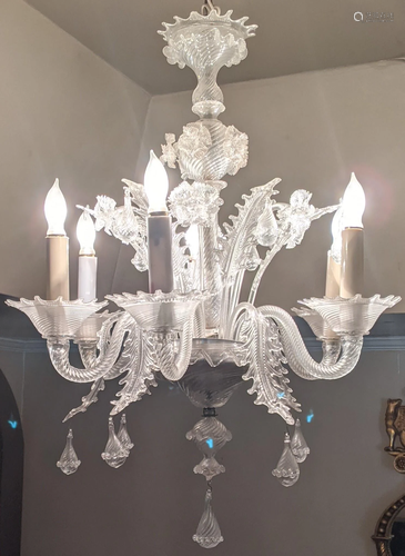 Italian Murano Glass Crystal Chandelier