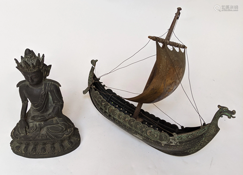 Chinese Metal Ship Model, Indian Goddess