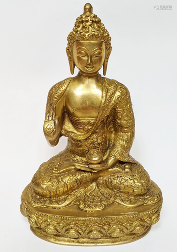 Vintage Chinese Brass Seated Buddha