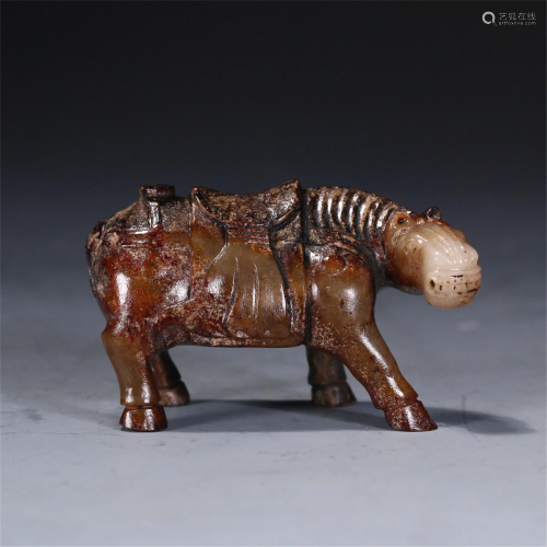 A CHINESE JADE CARVED HORSE
