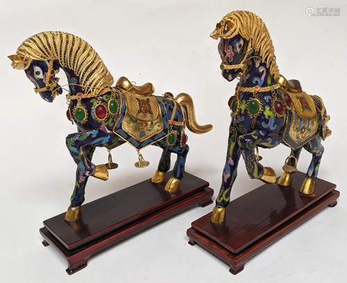 Pair of Chinese Enamel Horses