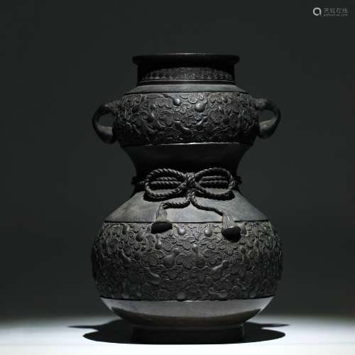 古銅製瓢箪形花瓶
