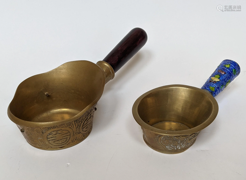 Two Chinese Brass Silk Irons