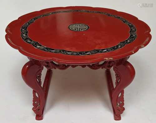 Red Lacquer Chinese Stand