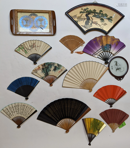 Lot of Chinese Fans and Trays