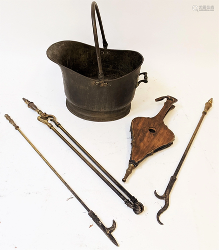 Brass Bucket Bellows & Fire Tools