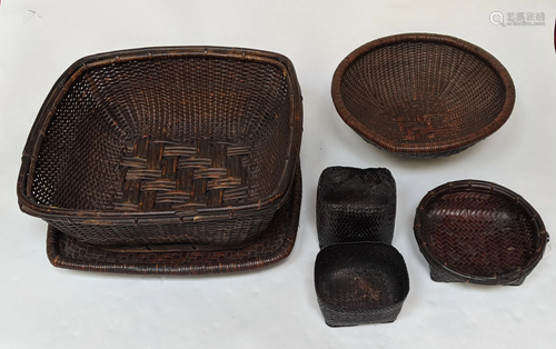 Six Japanese Woven Baskets