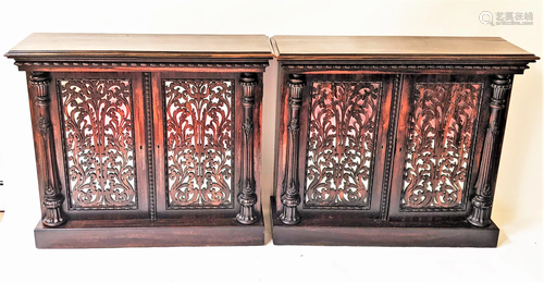 Pair of American Empire Rosewood Cabinets