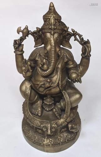 Asian Cast Brass Ganesha Sculpture