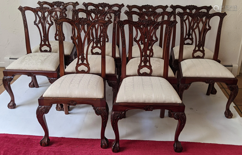 Set of 10 Chippendale-Style Side Chairs