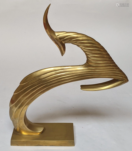 Modernist Cast Brass Gazelle Sculpture