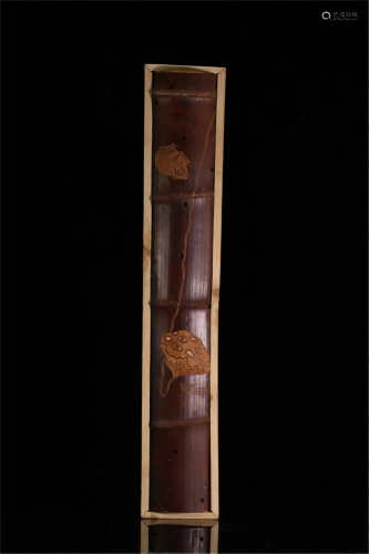A CHINESE BAMBOO CARVED JOSS-STICK HOLDER