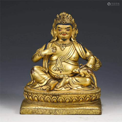 A CHINESE BRONZE GILT STATUETTE OF BUDDHA