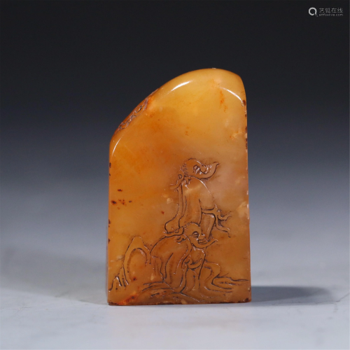 A CHINESE SOAPSTONE CARVED FIGURES-AND-LANDSCAPE …