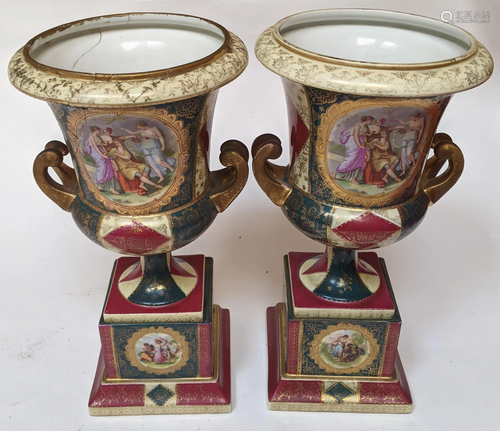 Pair of Antique Austrian Porcelain Urns