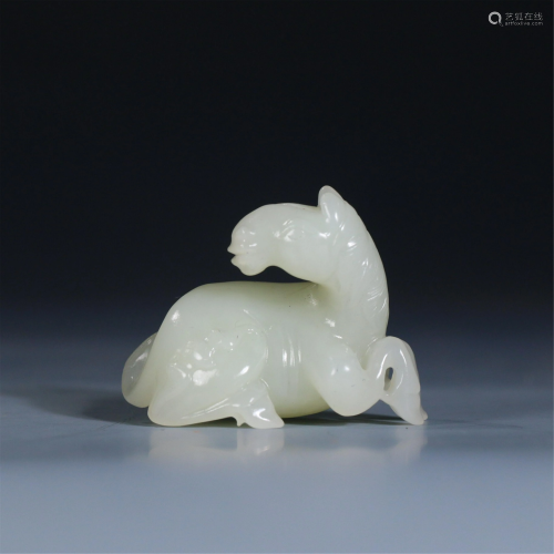 A CHINESE JADE CARVED HORSE