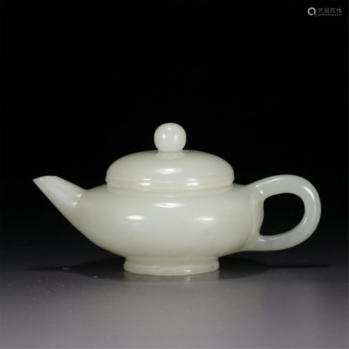 A CHINESE JADE CARVED TEA POT